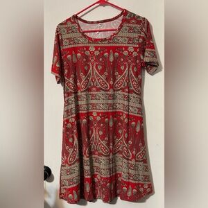 Red Paisley Short Sleeve Dress NWT